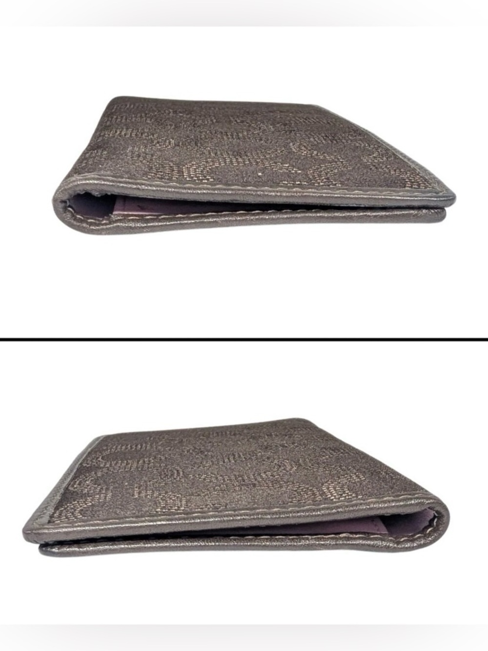 Coach Lilac and Dark Brown Leather Card Sleeve with Gold Foil Logo - Picture 2 of 5